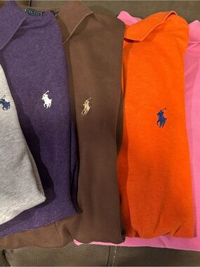 Ralph Lauren Men’s Polo’s plus Hoodie— Orange, Brown, Purple, Pink, Gray, Red
